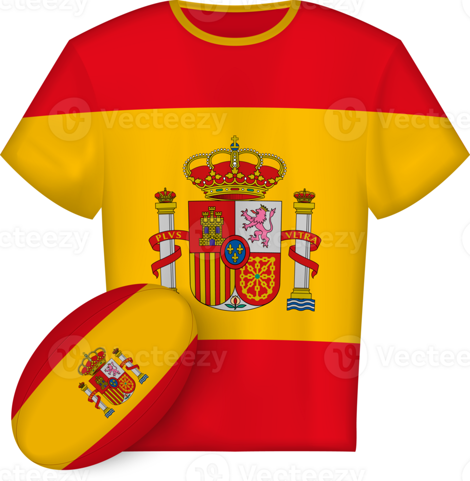 Spain rugby jersey with rugby ball png