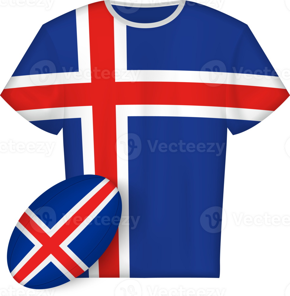 Iceland rugby jersey with rugby ball png