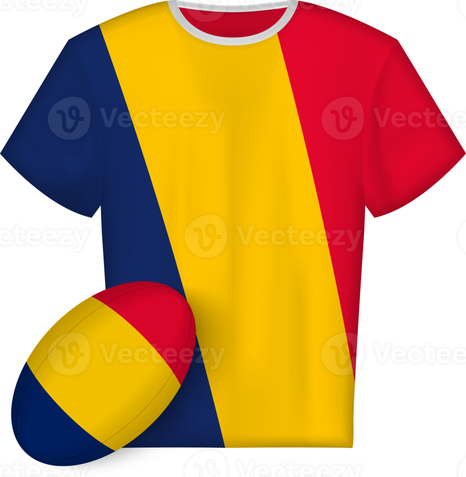 Chad rugby jersey with rugby ball png