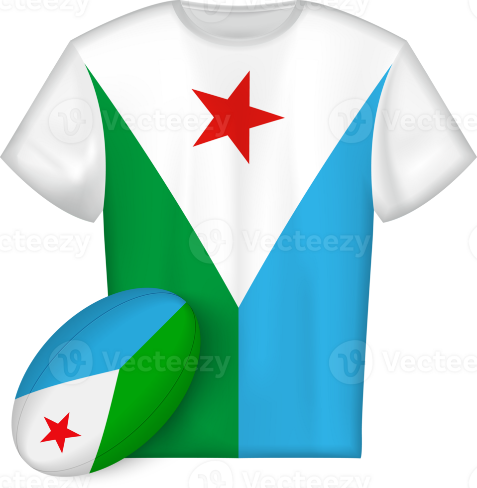 Djibouti rugby jersey with rugby ball png