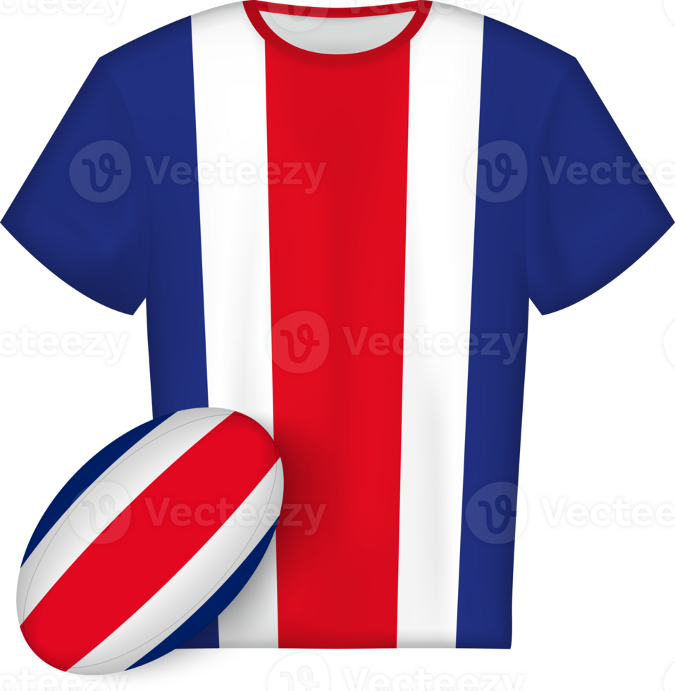 Costa Rica rugby jersey with rugby ball png