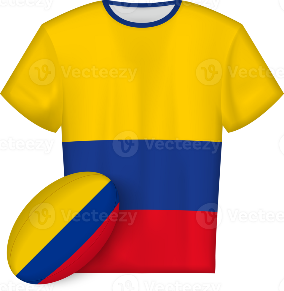 Colombia rugby jersey with rugby ball png