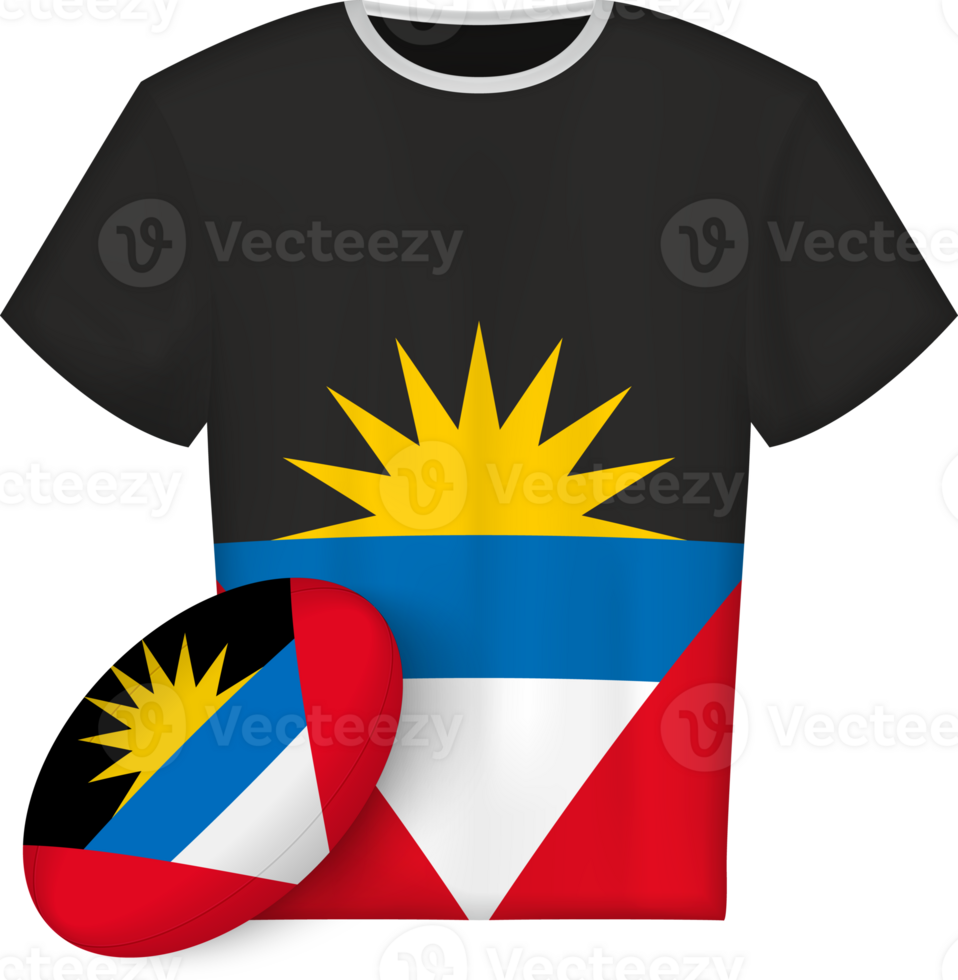 Antigua and Barbuda rugby jersey with rugby ball png