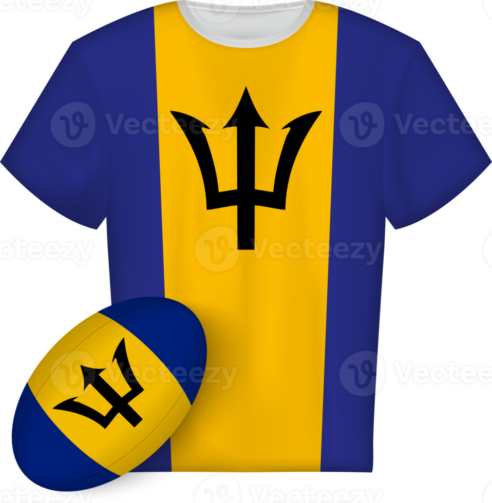 Barbados rugby jersey with rugby ball png