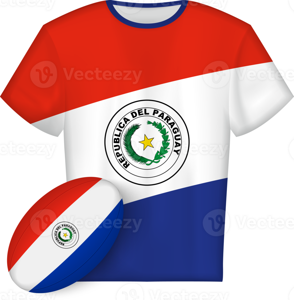 Paraguay rugby jersey with rugby ball png