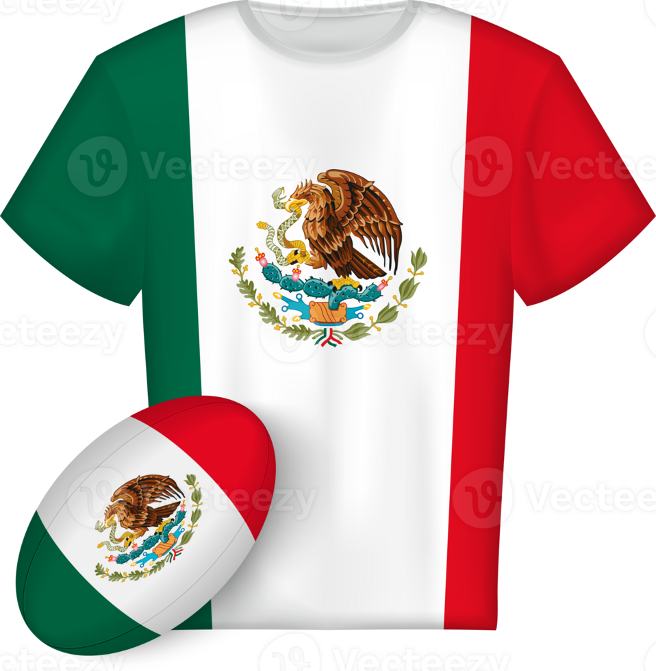 Mexico rugby jersey with rugby ball png