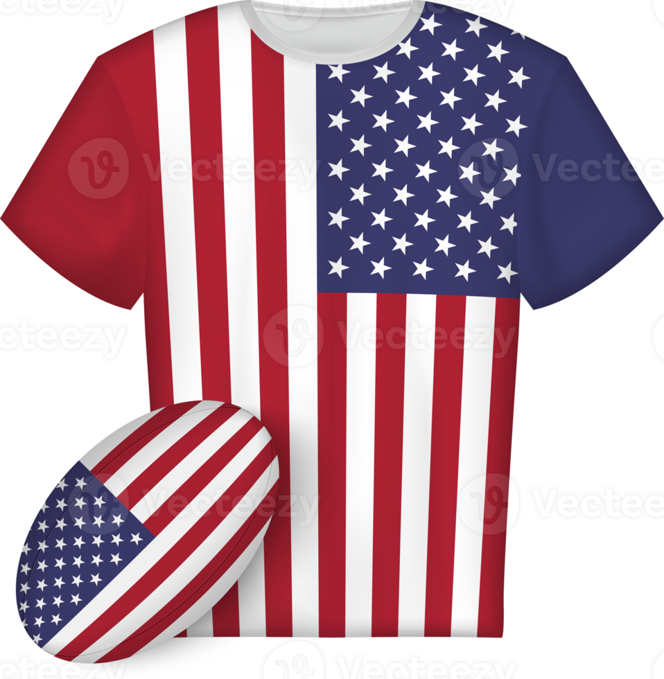 USA rugby jersey with rugby ball png