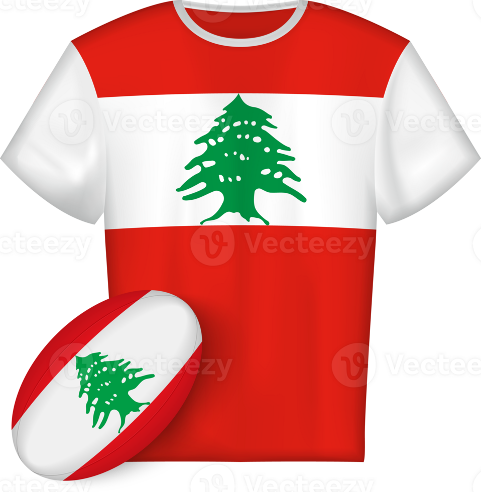 Lebanon rugby jersey with rugby ball png