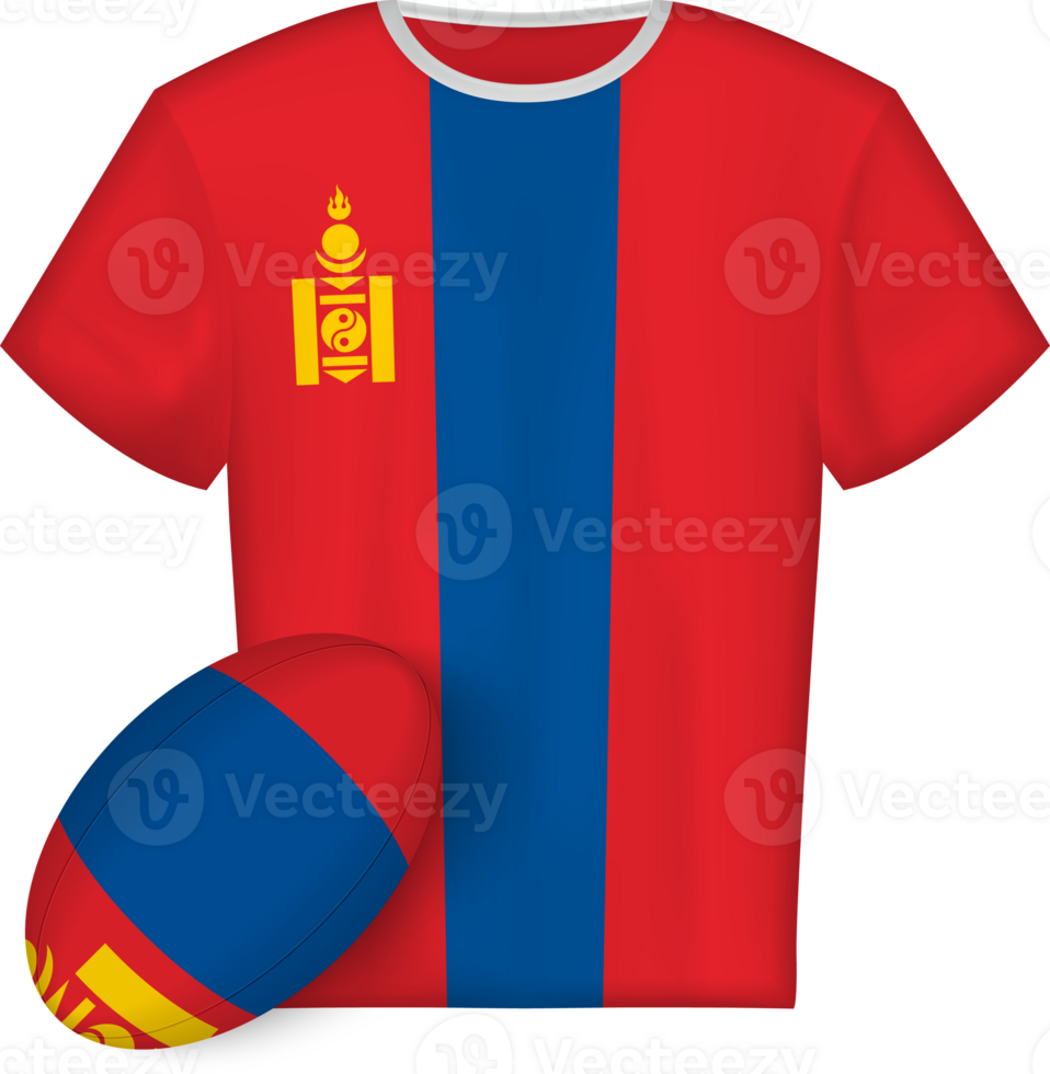 Mongolia rugby jersey with rugby ball png