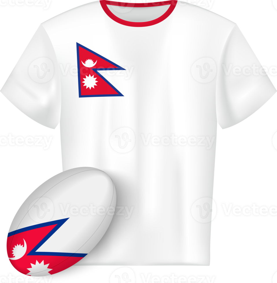 Nepal rugby jersey with rugby ball png