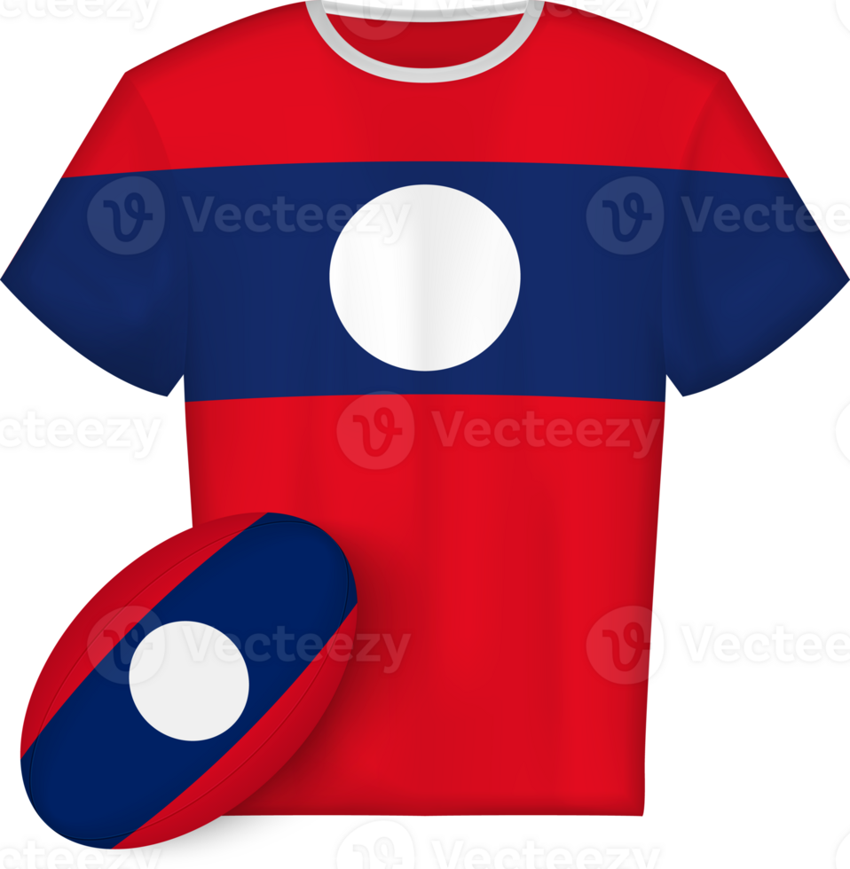 Laos rugby jersey with rugby ball png