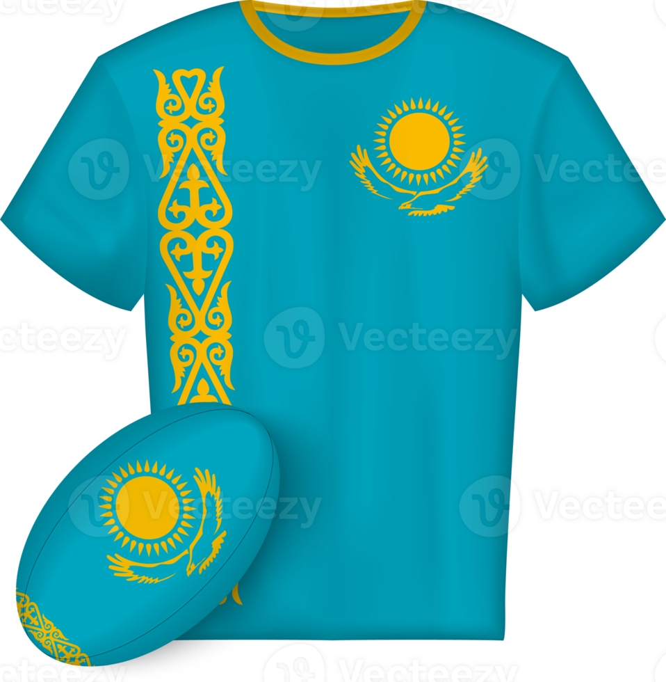 Kazakhstan rugby jersey with rugby ball png