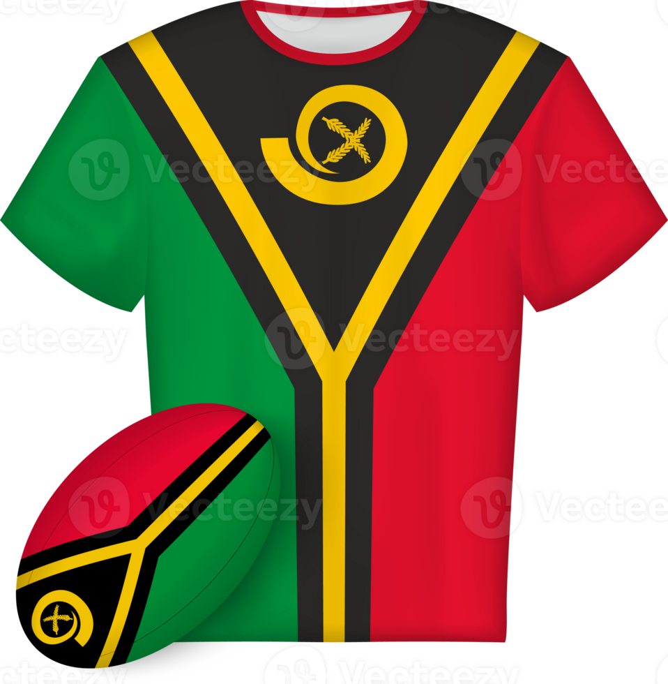 Vanuatu rugby jersey with rugby ball png
