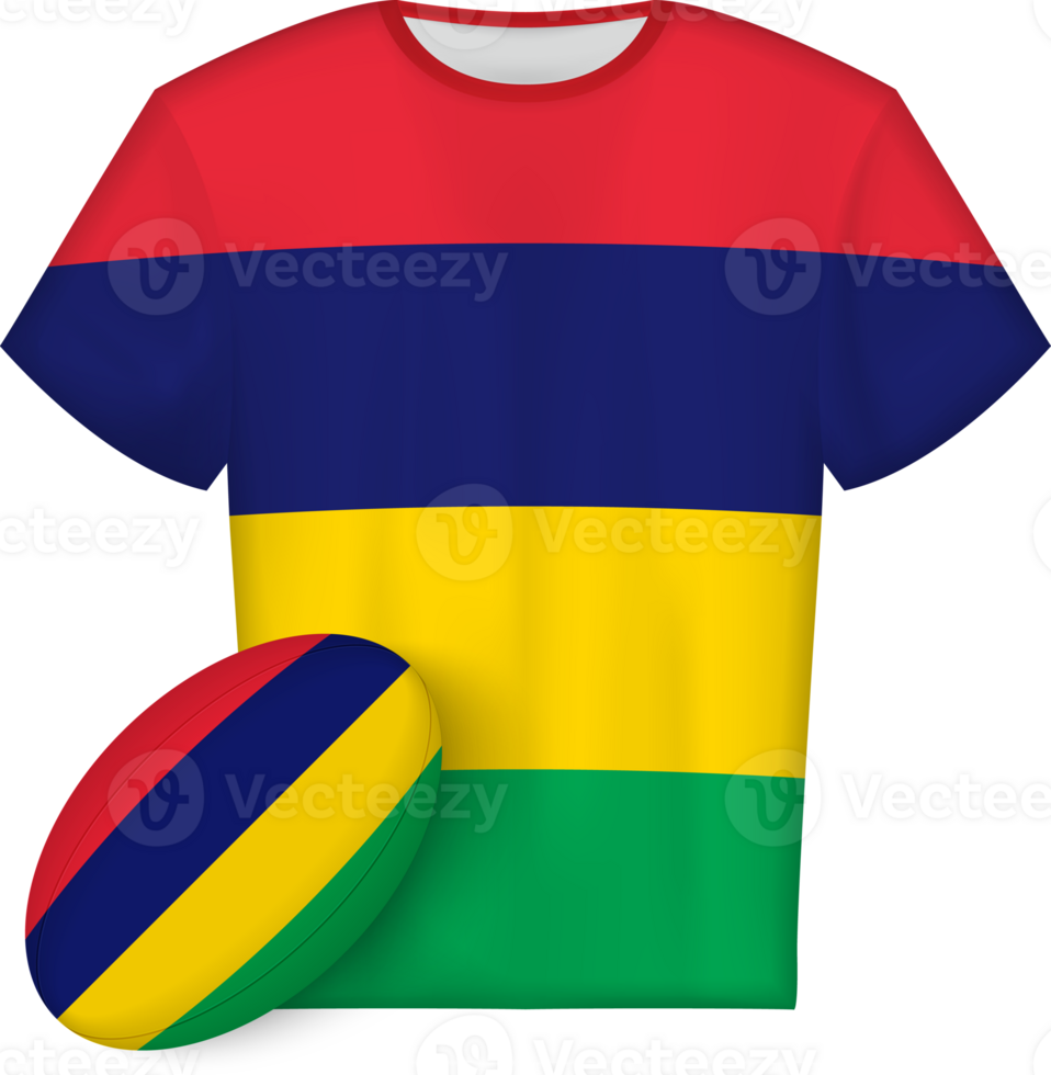 Mauritius rugby jersey with rugby ball png