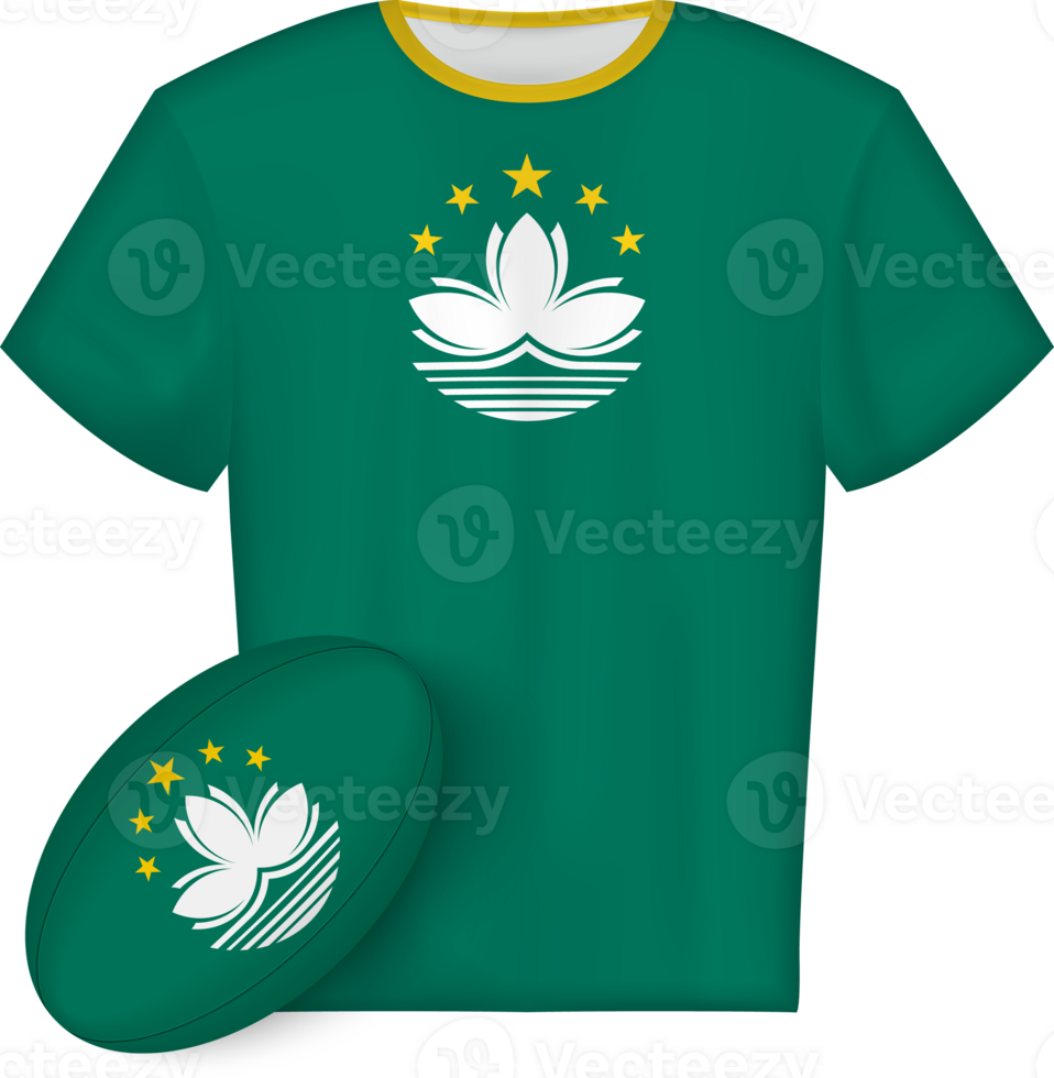 Macau rugby jersey with rugby ball png