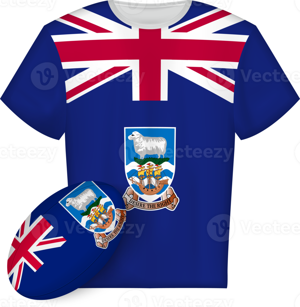 Falkland Islands rugby jersey with rugby ball png