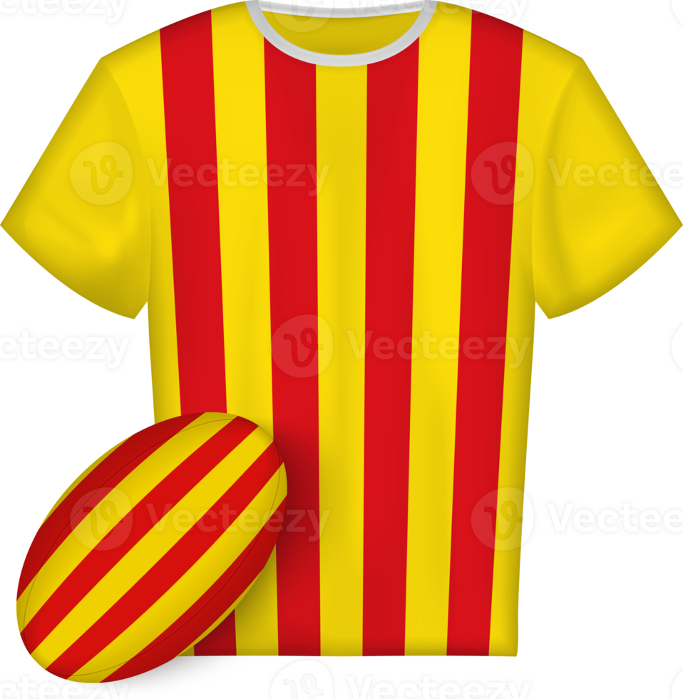 Catalonia rugby jersey with rugby ball png