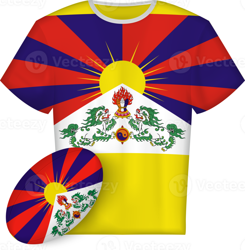 Tibet rugby jersey with rugby ball png