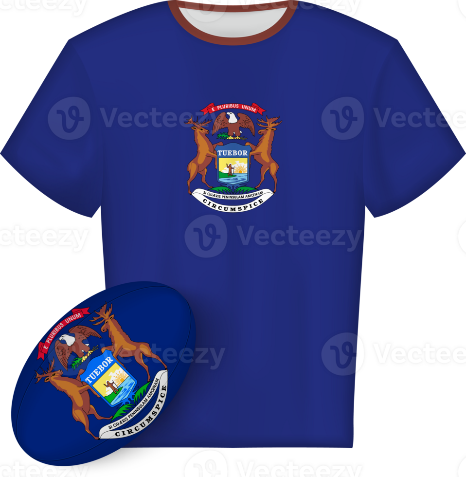 Michigan rugby jersey with rugby ball png