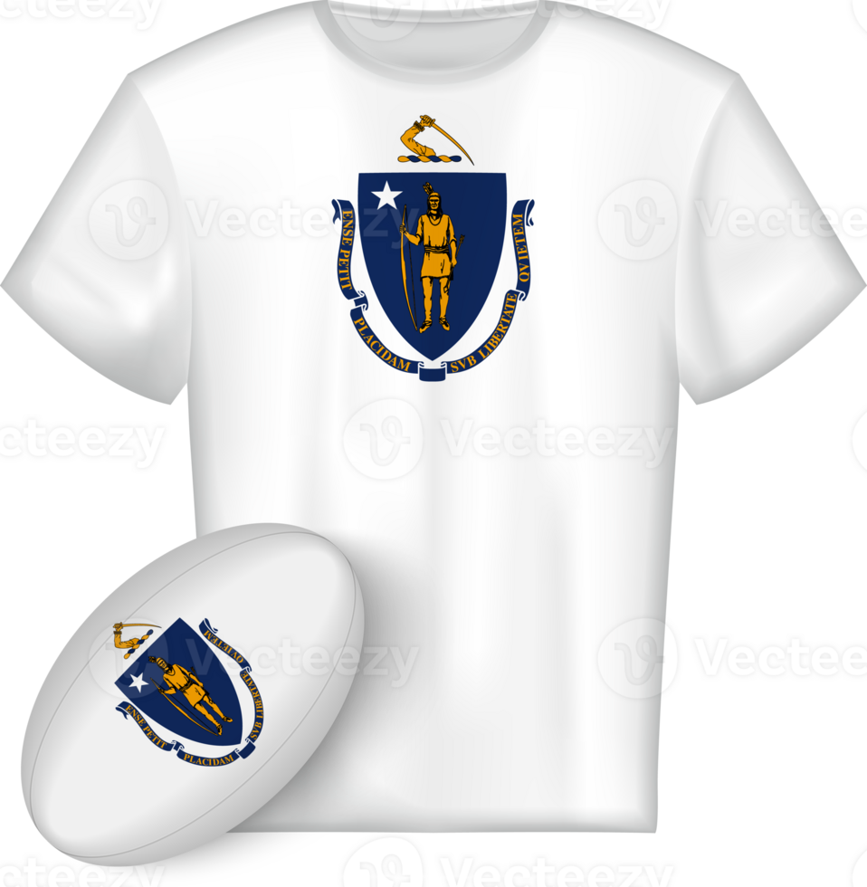 Massachusetts rugby jersey with rugby ball png