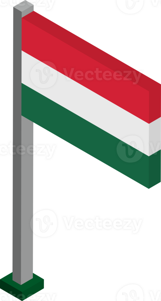 Hungary Flag in Isometric dimension. png