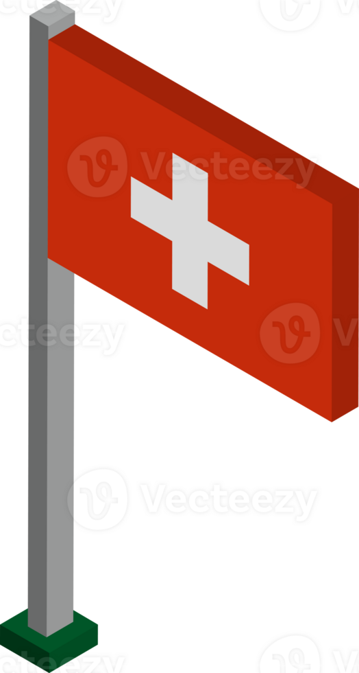 Switzerland Flag in Isometric dimension. png