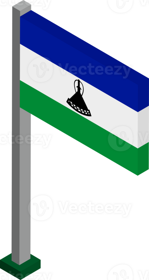 Lesotho Flag in Isometric dimension. png