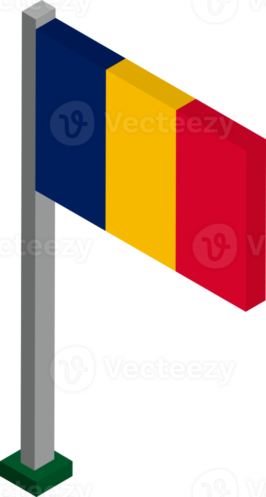 Chad Flag in Isometric dimension. png