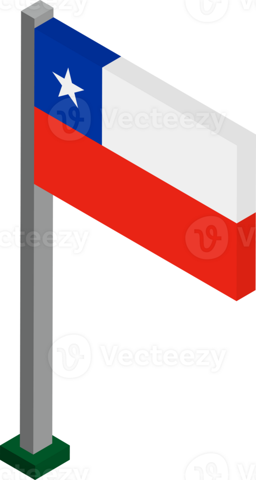 Chile Flag in Isometric dimension. png