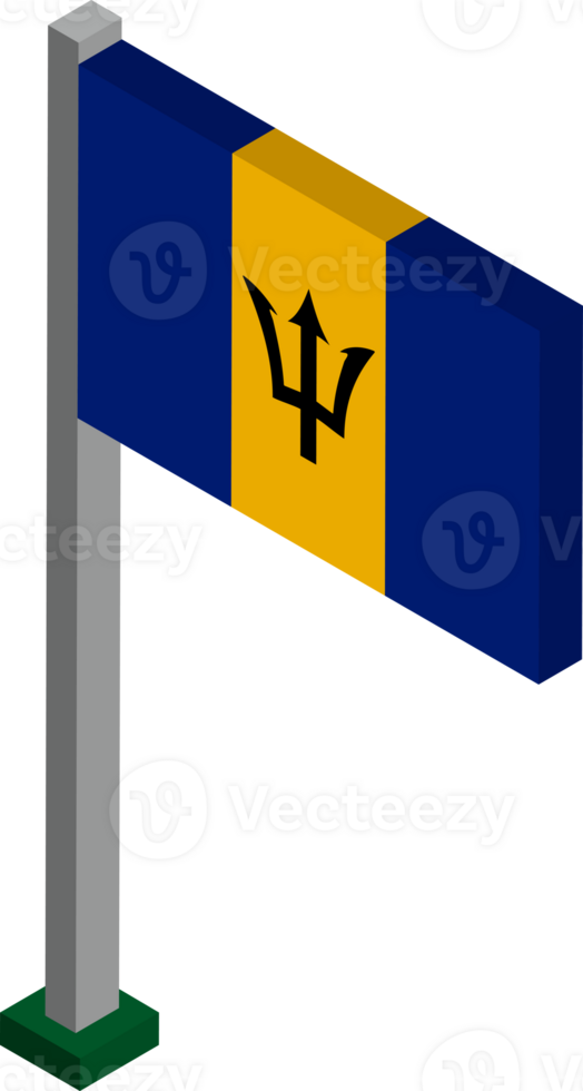 Barbados Flag in Isometric dimension. png