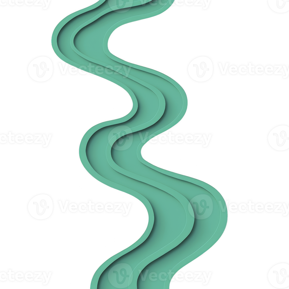 Wavy, layered teal abstract design on transparency background creates modern and dynamic visual effect. flowing curves and gradient shading add depth and movement to composition png