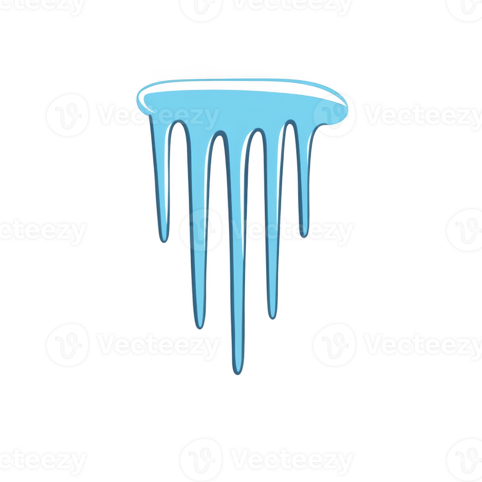 Blue paint drip design with glossy finish, resembling liquid flowing downward. image has modern and artistic style, suitable for creative projects png