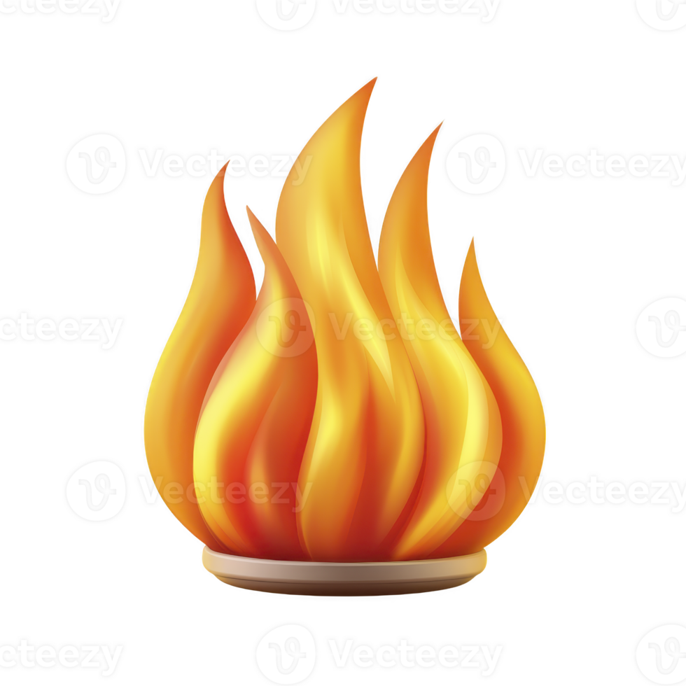 Vibrant illustration of blazing fire with bright orange and yellow flames, symbolizing warmth and energy. flames are stylized and dynamic, creating sense of movement png