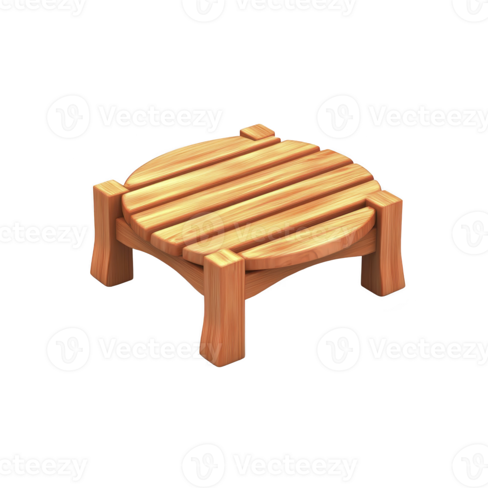 Small wooden stool with round slatted top and sturdy legs, perfect for rustic decor or practical use. natural wood finish adds warmth and charm to any space png