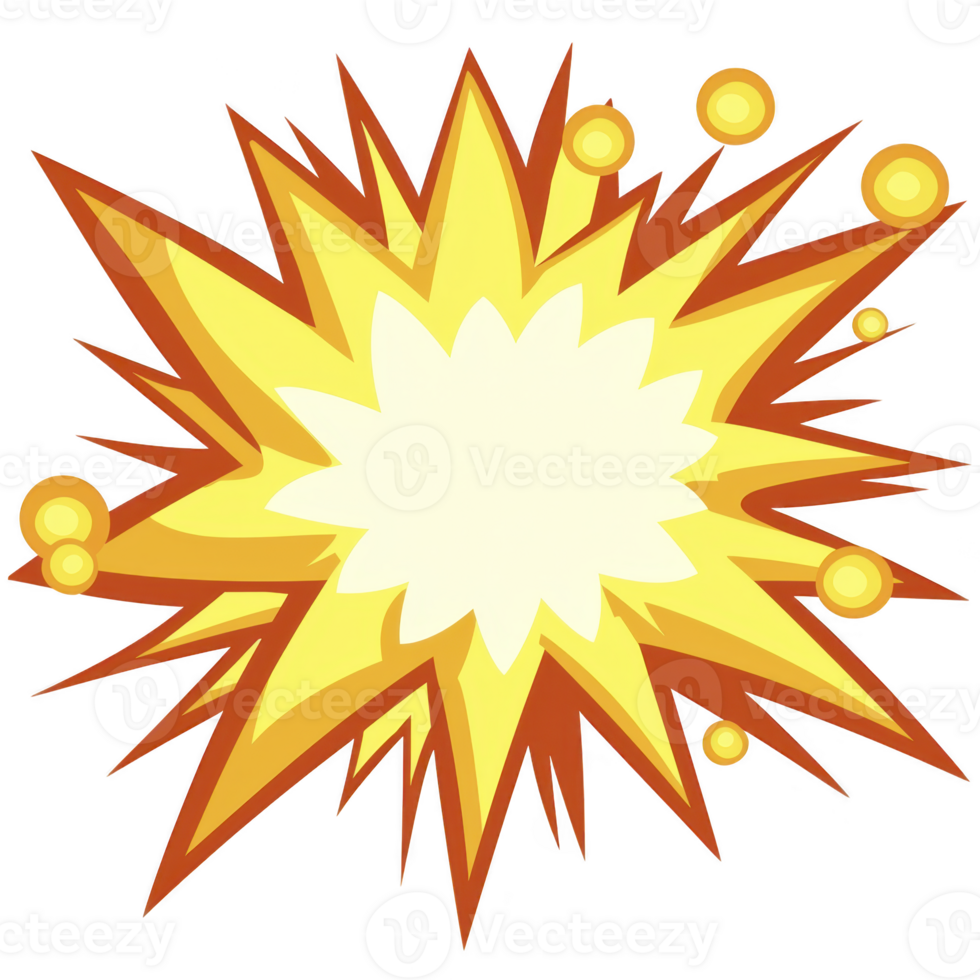 Vibrant explosion graphic with sharp, jagged edges and bright yellow and orange color scheme, conveying energy and impact png