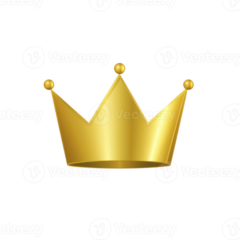 Shiny golden crown with three points and round tips symbolizes royalty and power. crown is simple yet elegant, set against transparent background, making it versatile for various uses png