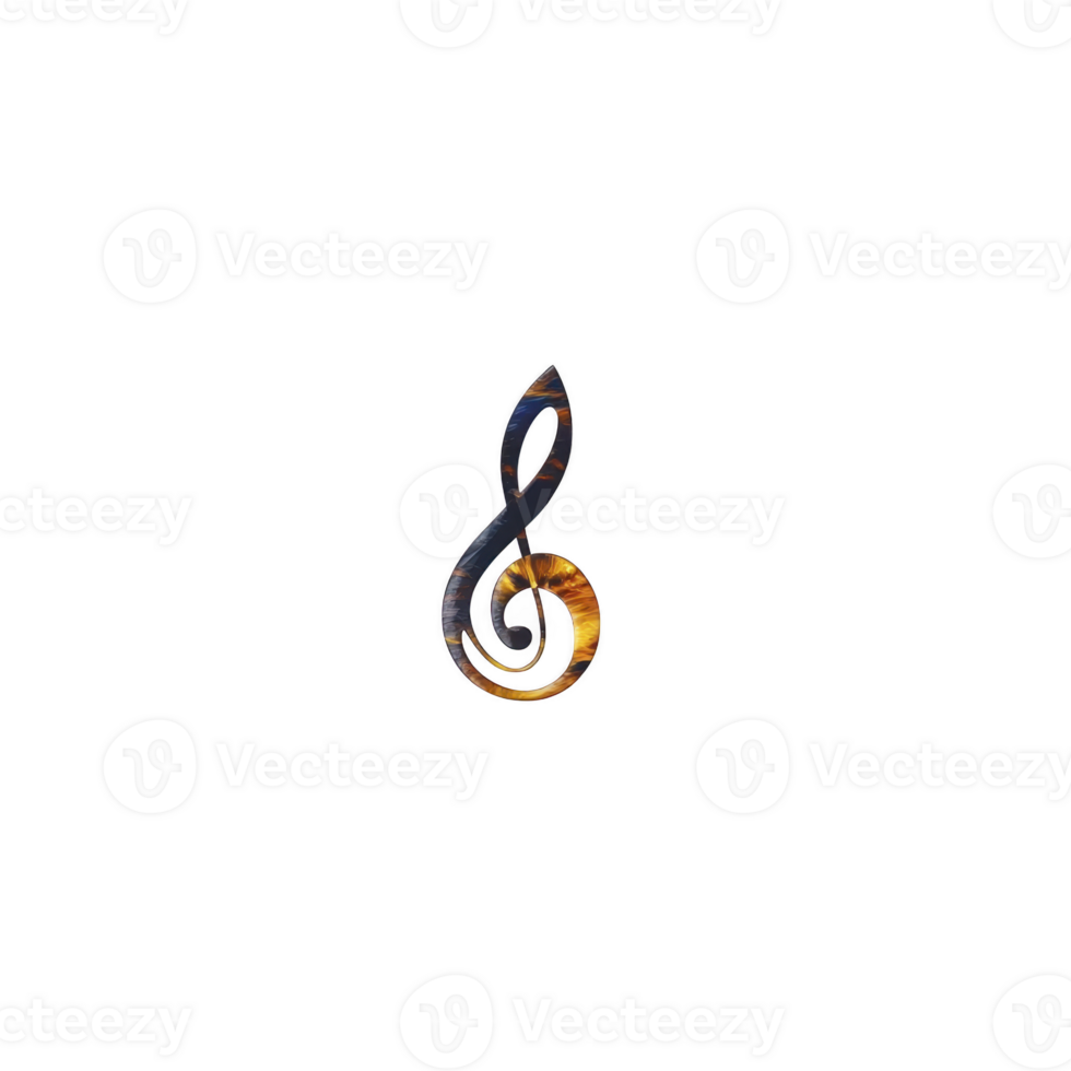 Treble clef symbol with fiery, artistic design stands out against transparency background, evoking sense of passion and creativity in music png