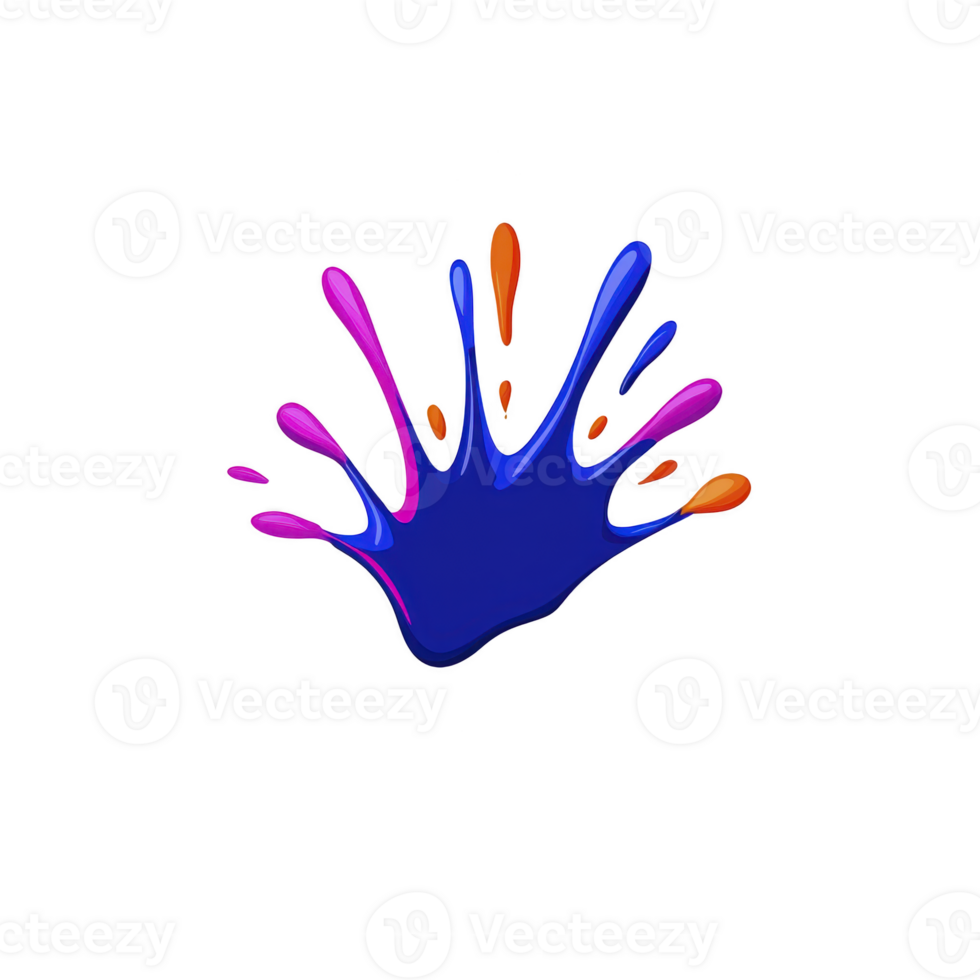 Vibrant splash of colorful paint with shades of blue, pink, and orange creates artistic and dynamic effect against transparent background. abstract design is eye catching and energetic png