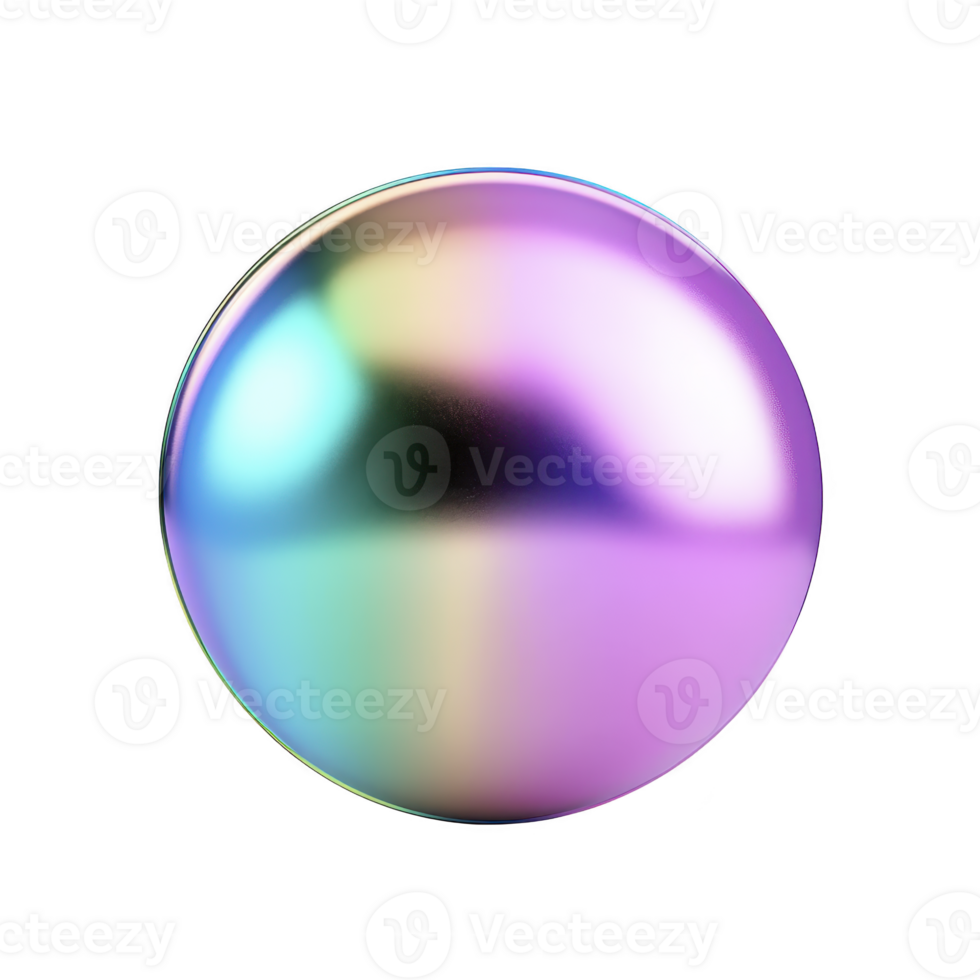 Vibrant, iridescent sphere with smooth surface reflects spectrum of colors, including purple, blue, and green, creating mesmerizing and futuristic appearance png
