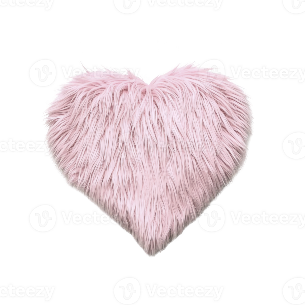 Fluffy pink heart shaped pillow with soft texture, perfect for adding cozy touch to any room png
