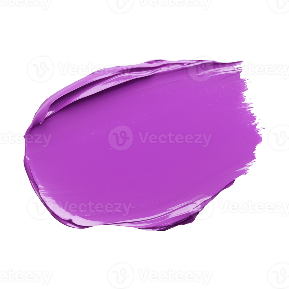 Vibrant purple paint smear on transparency background, showcasing smooth texture and glossy finish. bold color and artistic brushstroke create dynamic and creative visual png