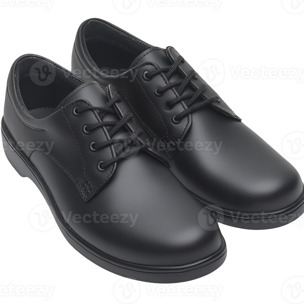 Sleek black leather dress shoes with laces, perfect for formal occasions or business attire, showcasing polished and professional look png