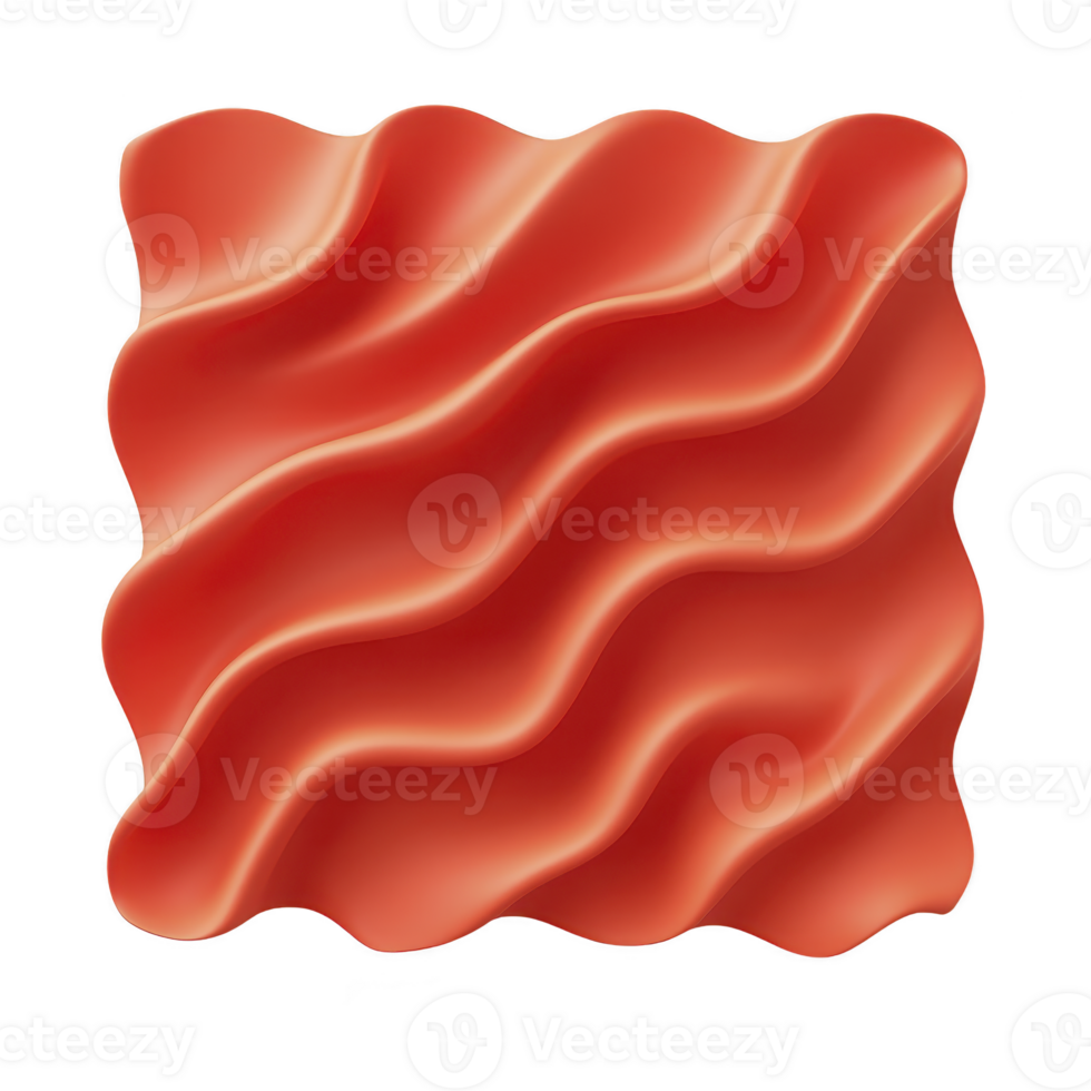 Vibrant red wavy abstract shape with smooth curves and glossy texture, resembling piece of modern art or decorative element. design is eye catching and dynamic png