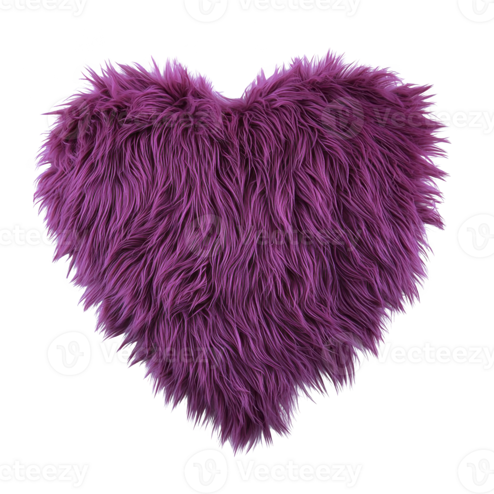 Fluffy, heart shaped purple pillow with soft, textured surface, perfect for adding cozy touch to any room png