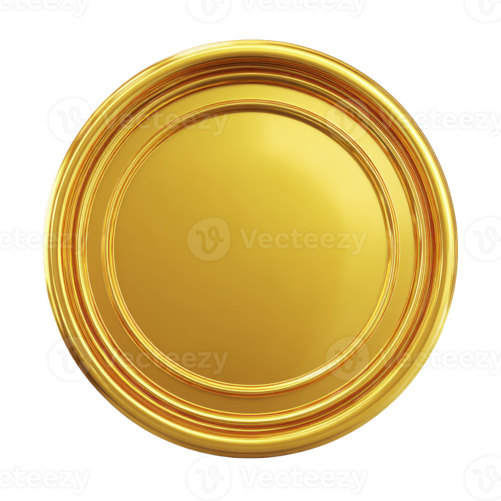 Shiny, round gold coin with smooth surface and detailed edges, reflecting light. coin metallic texture and circular shape give it luxurious appearance png