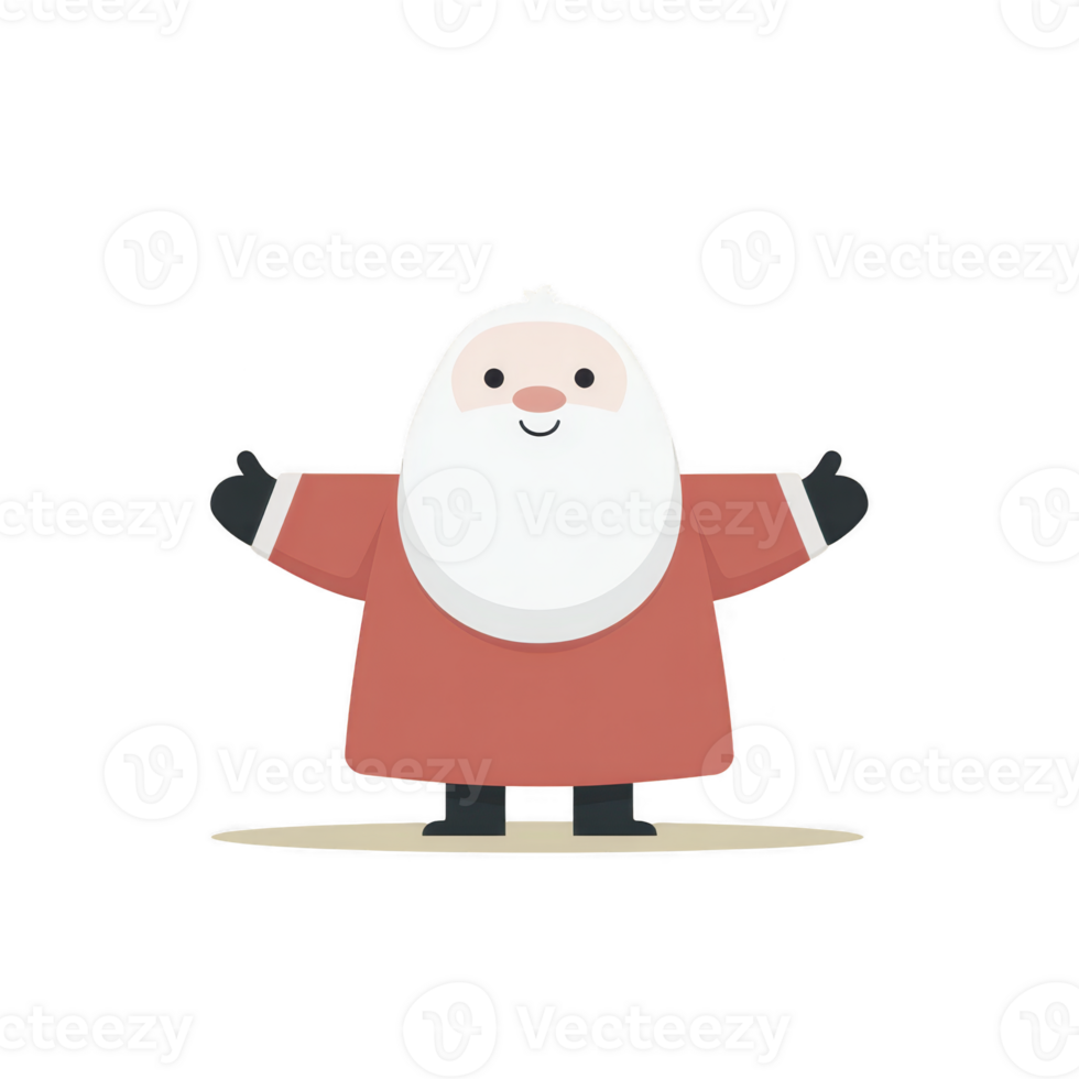 Cute, cartoon Santa Claus with big white beard and red suit stands with open arms, spreading holiday cheer. simple design and friendly expression make it perfect for festive decorations png