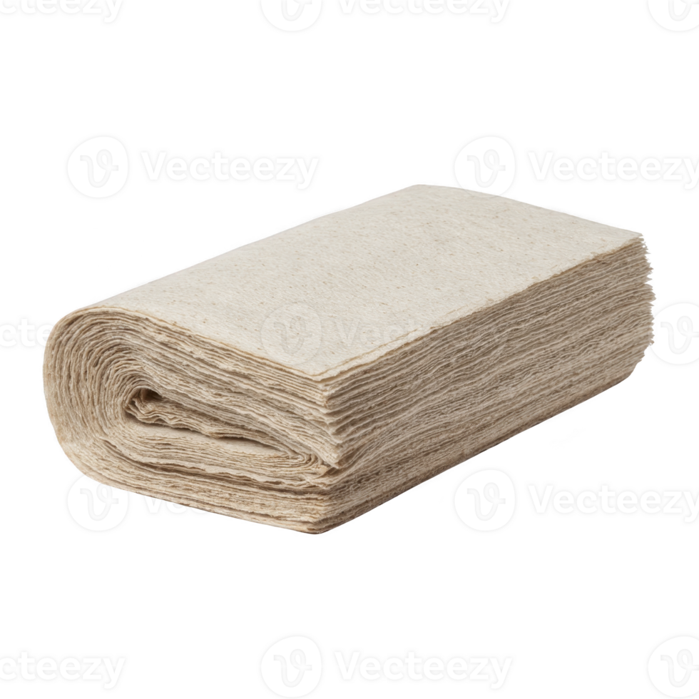 Stack of folded, beige paper towels is neatly arranged, showcasing their texture and thickness. towels appear absorbent and suitable for various cleaning tasks png