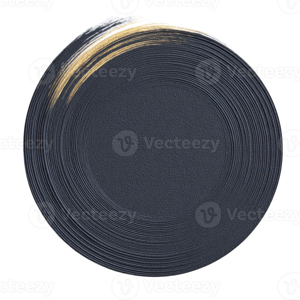Circular abstract design with concentric textured lines and hint of gold accent creates modern and artistic feel. dark color palette adds depth and sophistication png