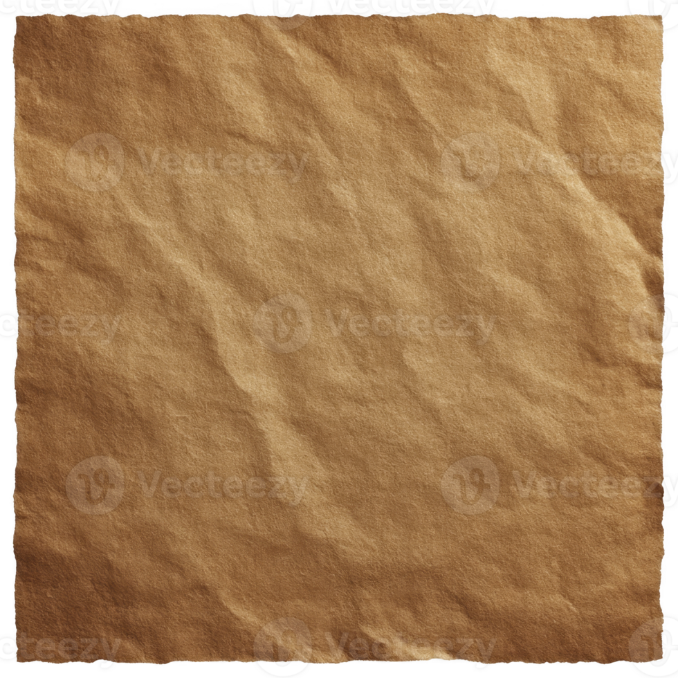 Textured brown paper background with crumpled appearance, ideal for creative projects or as rustic backdrop. paper natural tone adds warmth and character png