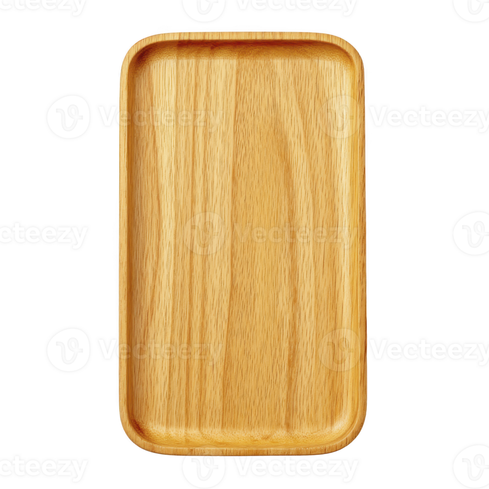 Rectangular wooden tray with smooth edges and natural finish, ideal for serving or decoration. light wood grain adds touch of elegance and simplicity to any setting png
